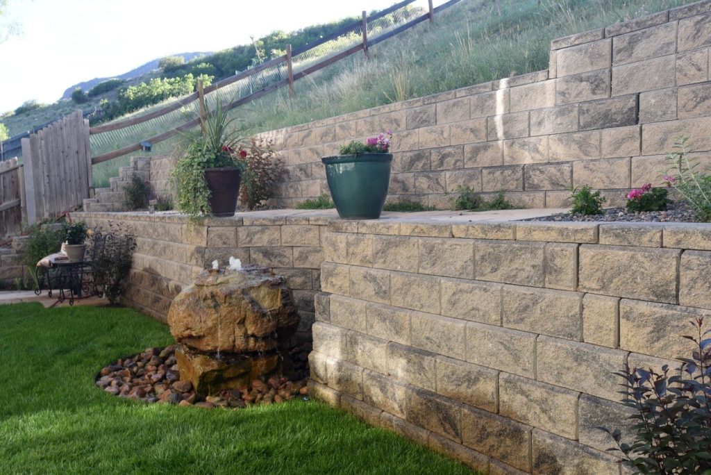 Image of a professionally designed backyard and retaining wall project in Colorado Springs