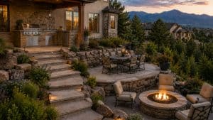 Backyard Kitchen Layout for a Colorado Springs Slope Yard